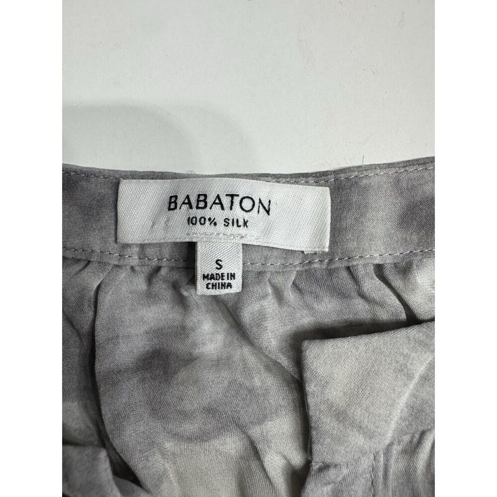 Aritzia Babaton Gray Blouse Womens Small 100% Silk Long Sleeve Sheer Button Up - Picture 3 of 5